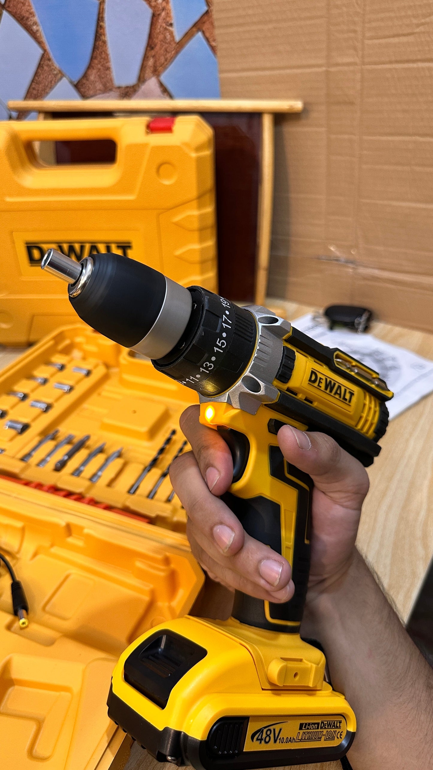 Rechargeable Drill and Tools Machine with Toolbox